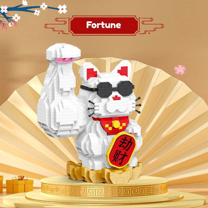Muscle Lucky Cat & Kimono Outfit Nano Building Blocks