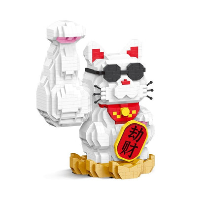 Muscle Lucky Cat & Kimono Outfit Nano Building Blocks