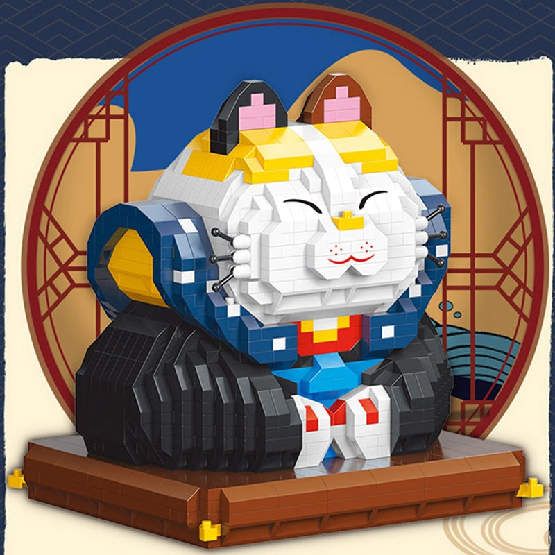Muscle Lucky Cat & Kimono Outfit Nano Building Blocks