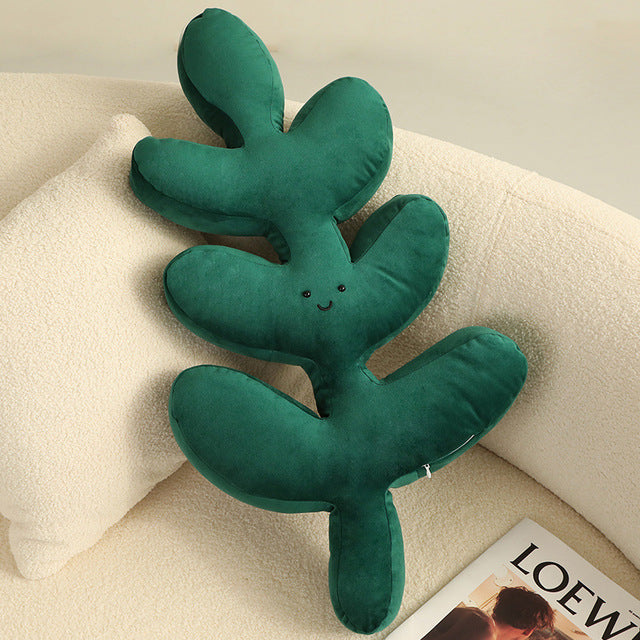 Nordic Green Lifelike Leaf Plushies Pillow