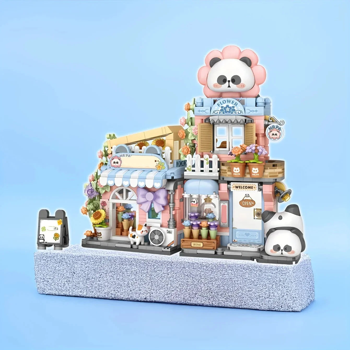 Panda Taiyaki Flower Cafes Foldable Micro Building Set Collection