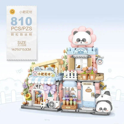 Panda Taiyaki Flower Cafes Foldable Micro Building Set Collection