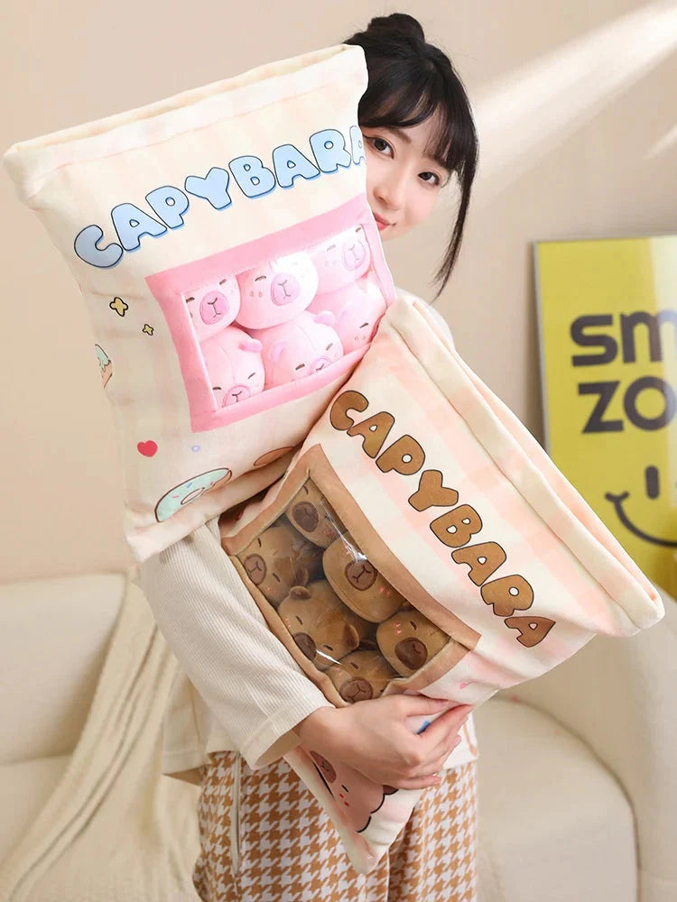 Pink Brown Capybara Candy Bag Plushies