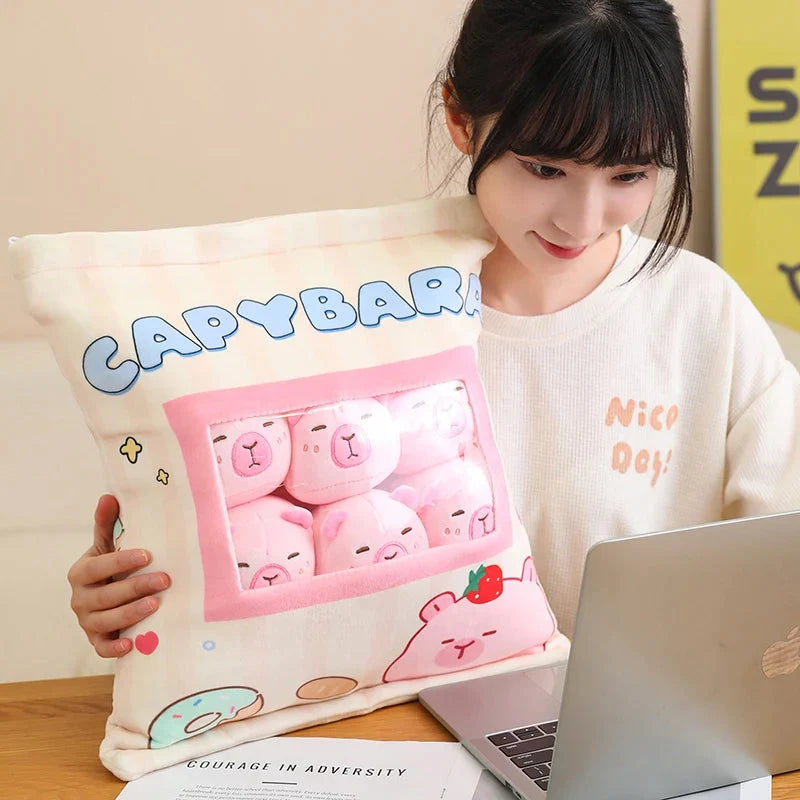 Pink Brown Capybara Candy Bag Plushies