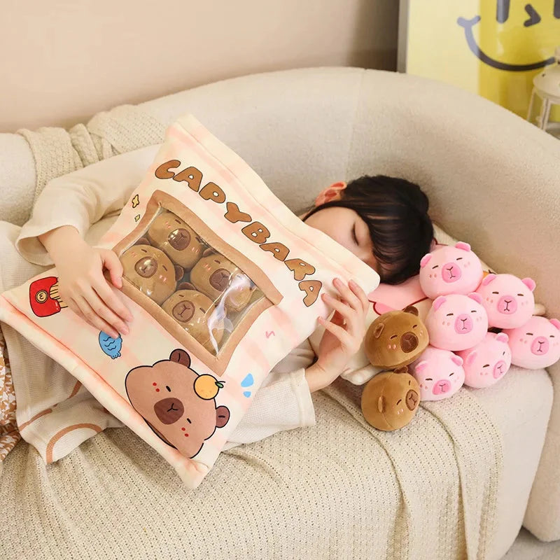 Pink Brown Capybara Candy Bag Plushies