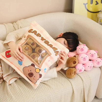 Pink Brown Capybara Candy Bag Plushies