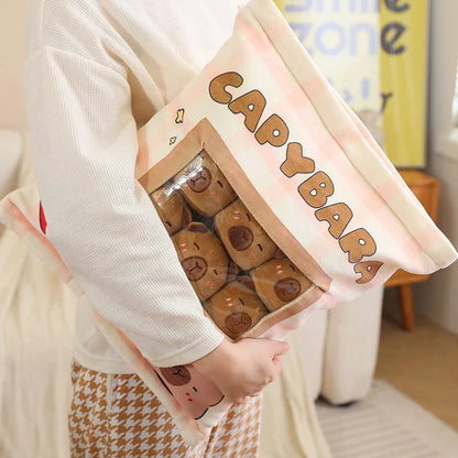 Pink Brown Capybara Candy Bag Plushies