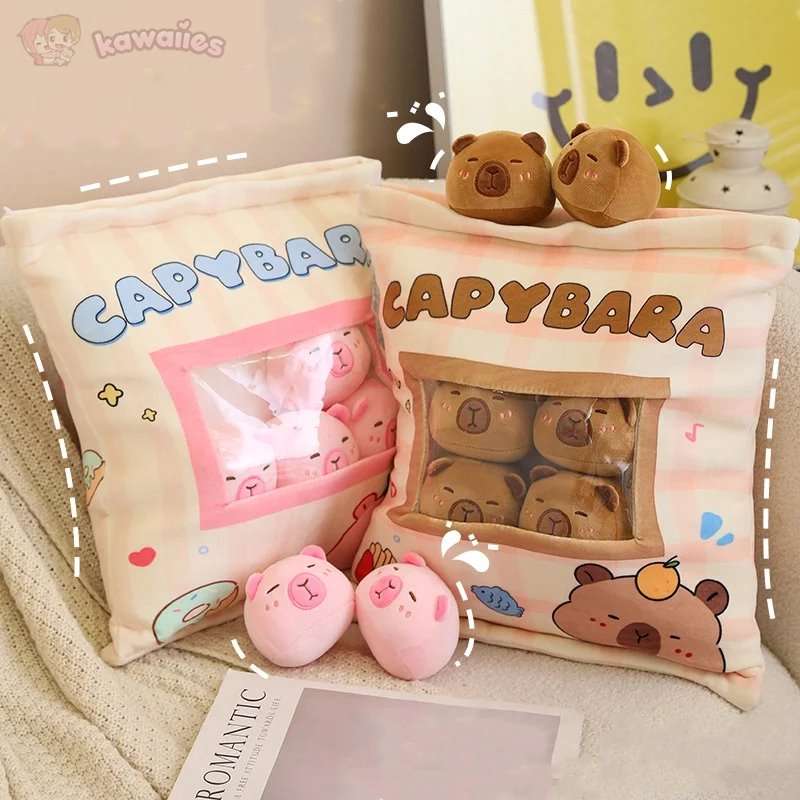 Pink Brown Capybara Candy Bag Plushies
