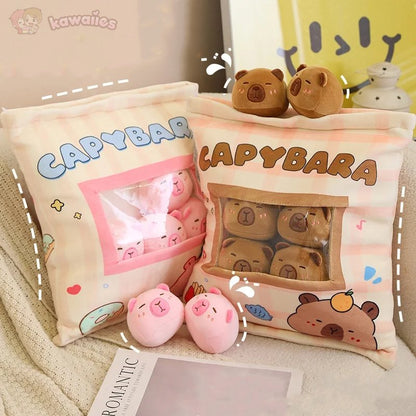 Pink Brown Capybara Candy Bag Plushies
