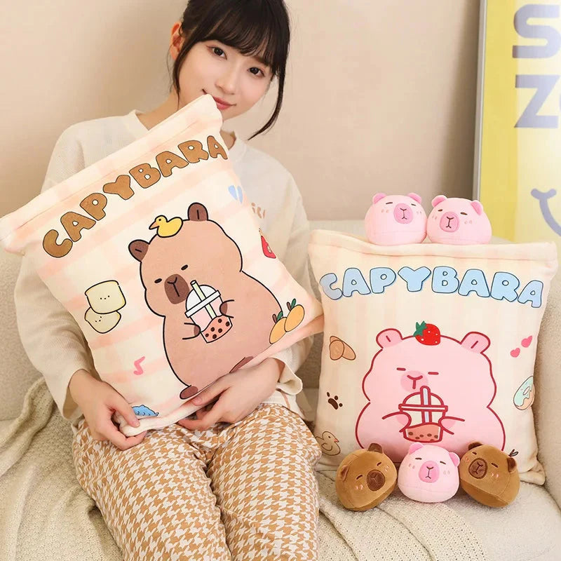 Pink Brown Capybara Candy Bag Plushies