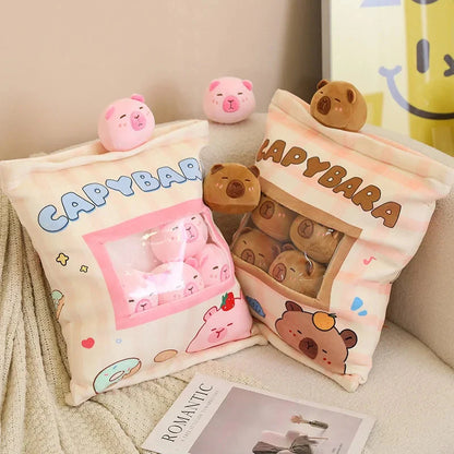Pink Brown Capybara Candy Bag Plushies