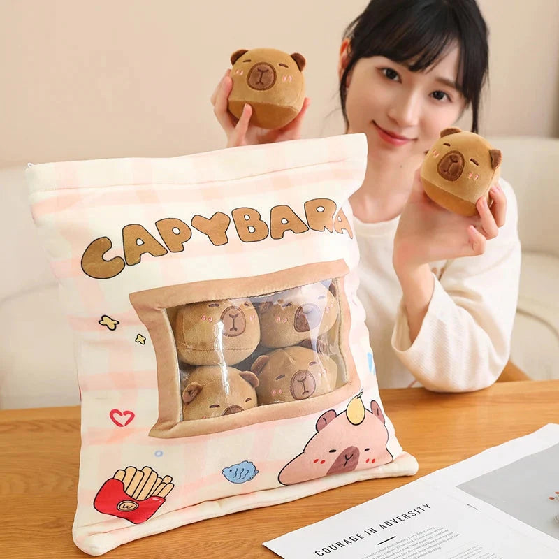 Pink Brown Capybara Candy Bag Plushies