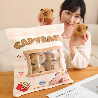 Pink Brown Capybara Candy Bag Plushies