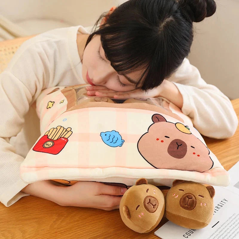 Pink Brown Capybara Candy Bag Plushies