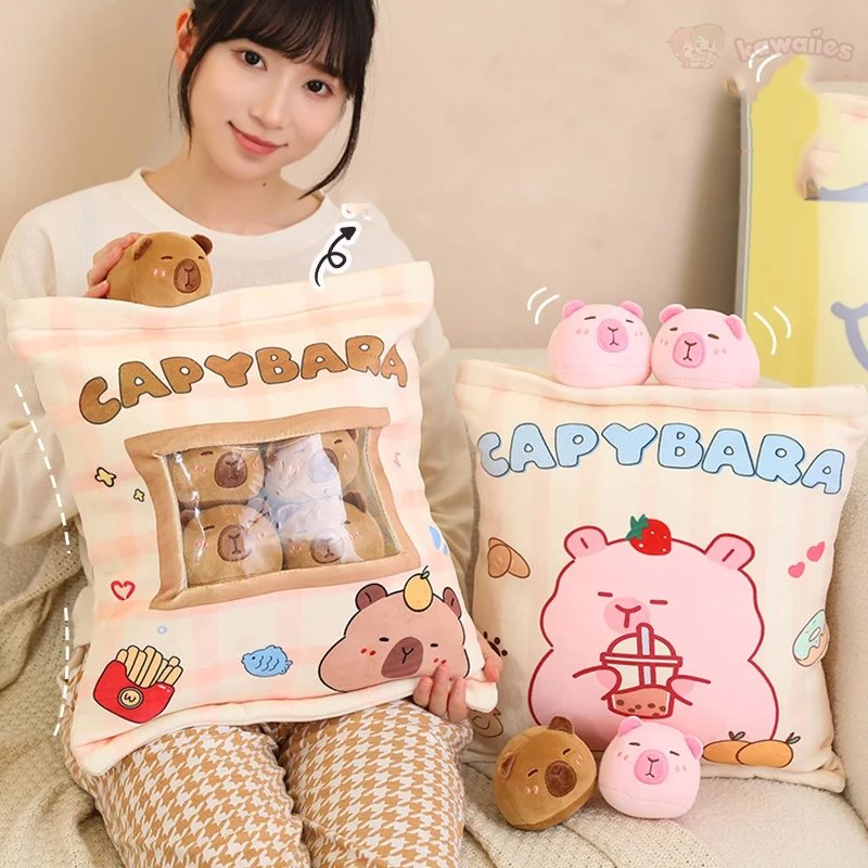 Pink Brown Capybara Candy Bag Plushies