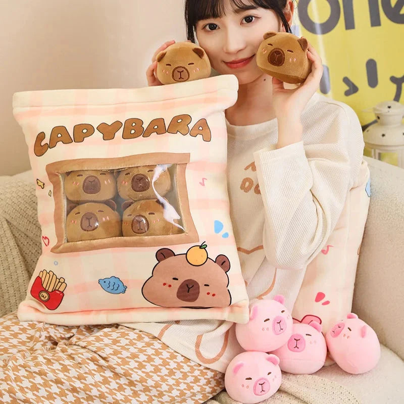 Pink Brown Capybara Candy Bag Plushies