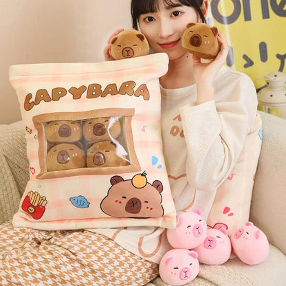Pink Brown Capybara Candy Bag Plushies