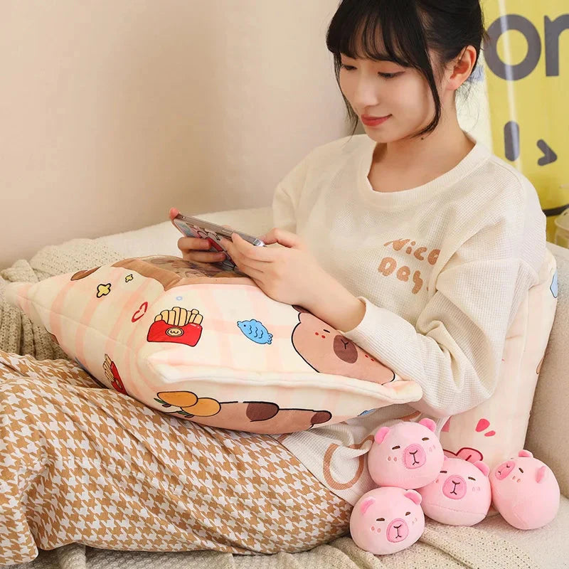 Pink Brown Capybara Candy Bag Plushies