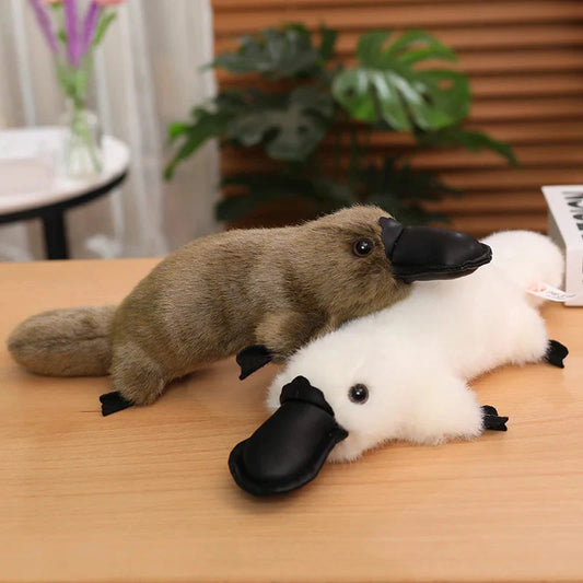 Pleep the Fluffy Brown & White Platypus Plush