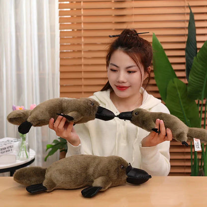 Pleep the Fluffy Brown & White Platypus Plush