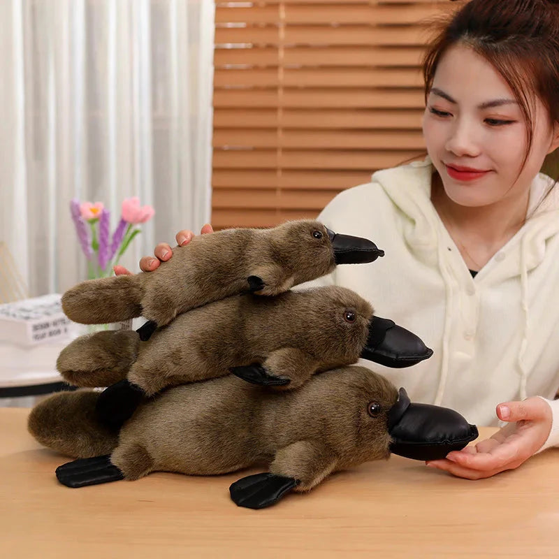 Pleep the Fluffy Brown & White Platypus Plush