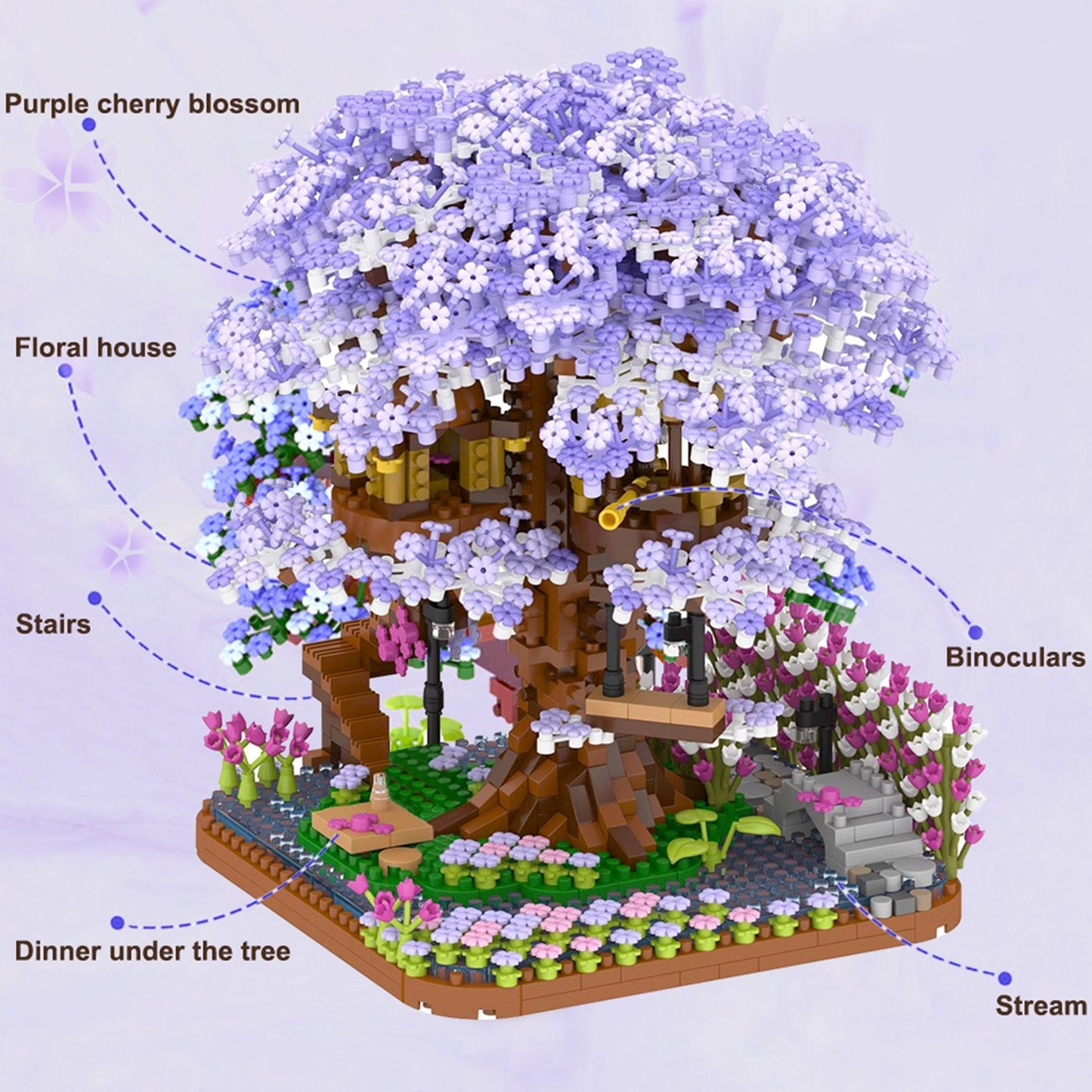 Purple Sakura Tree House Nano Building Set