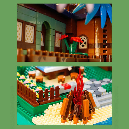 Rainbow Sakura Tree House Light Nano Building Blocks