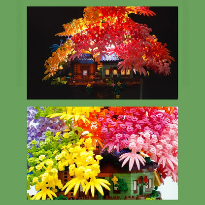 Rainbow Sakura Tree House Light Nano Building Blocks