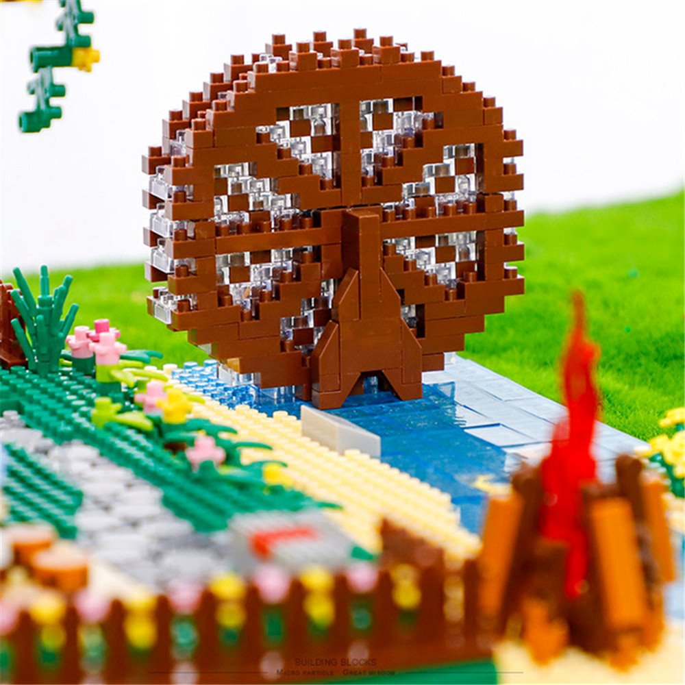 Rainbow Sakura Tree House Light Nano Building Blocks