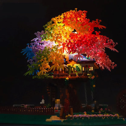 Rainbow Sakura Tree House Light Nano Building Blocks