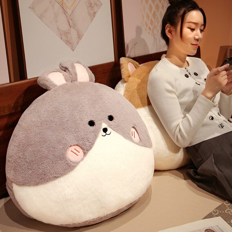 Round Cat Bunny Fox Pillow Plushie Collection