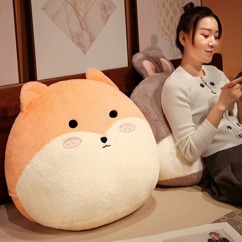 Round Cat Bunny Fox Pillow Plushie Collection