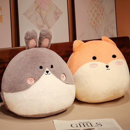 Round Cat Bunny Fox Pillow Plushie Collection