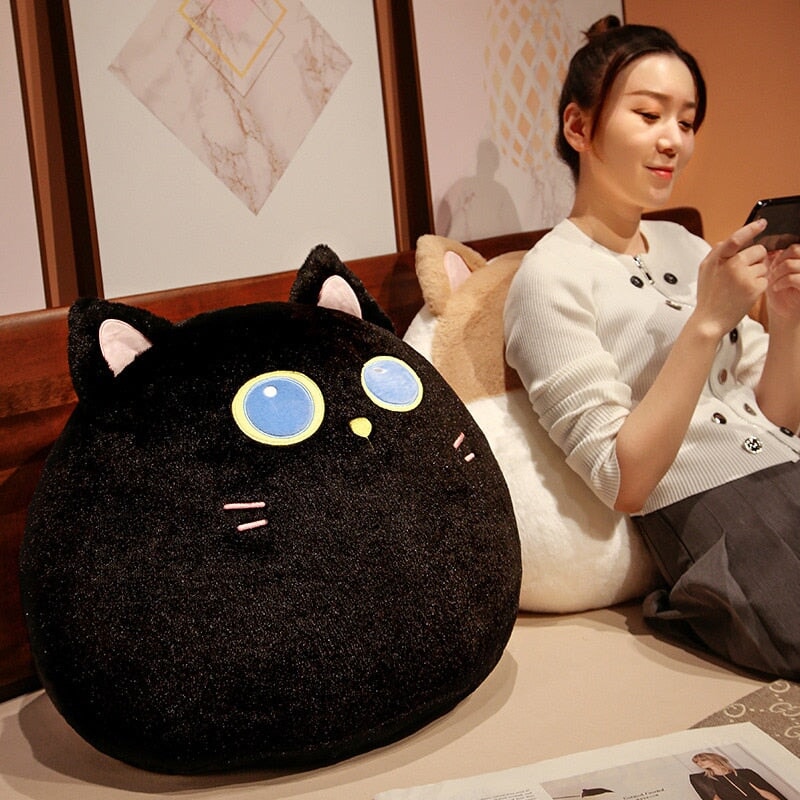 Round Cat Bunny Fox Pillow Plushie Collection