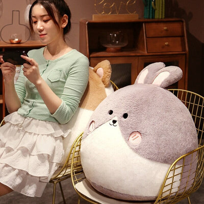 Round Cat Bunny Fox Pillow Plushie Collection