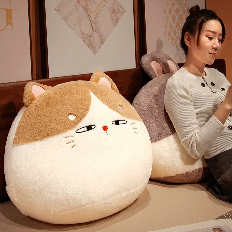 Round Cat Bunny Fox Pillow Plushie Collection