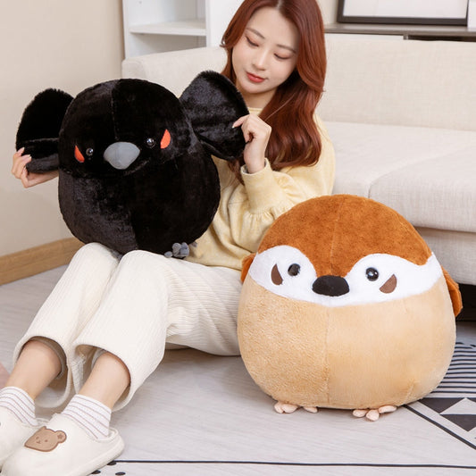 Round Chonky Sparrow Raven Crow Bird Plushies