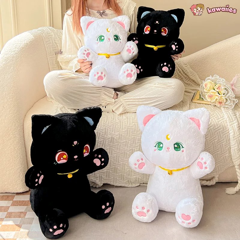 Sailor Moon Fluffy Black White Cat Plushies