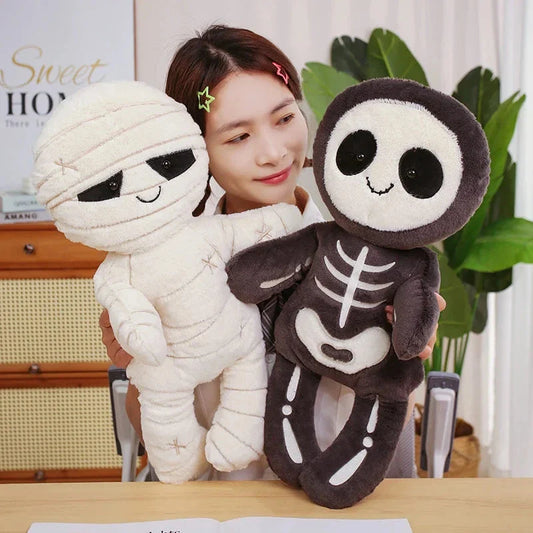 Scary Skeleton and Mummy Halloween Plushies