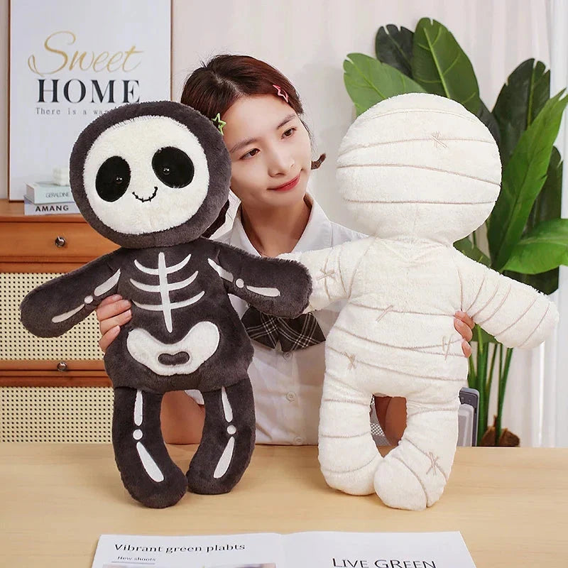 Scary Skeleton and Mummy Halloween Plushies