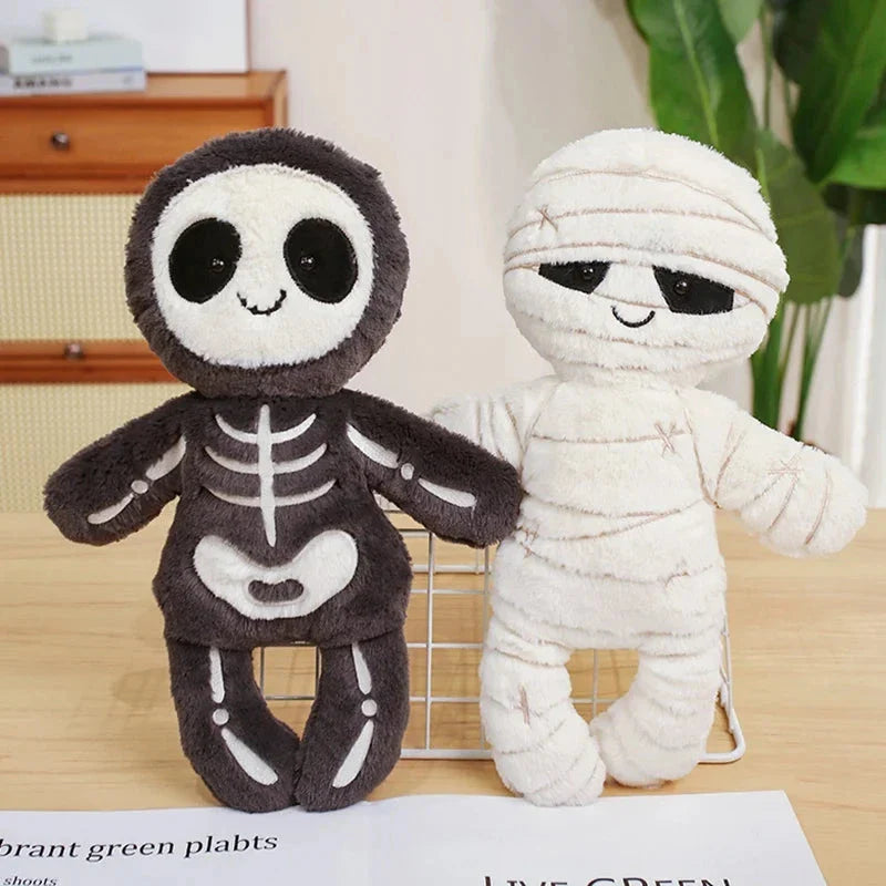 Scary Skeleton and Mummy Halloween Plushies