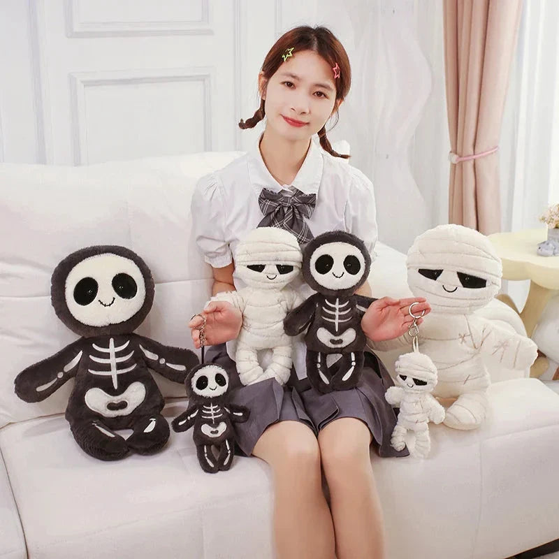 Scary Skeleton and Mummy Halloween Plushies
