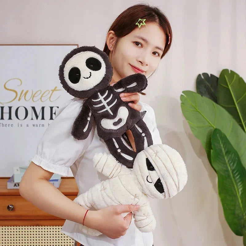 Scary Skeleton and Mummy Halloween Plushies