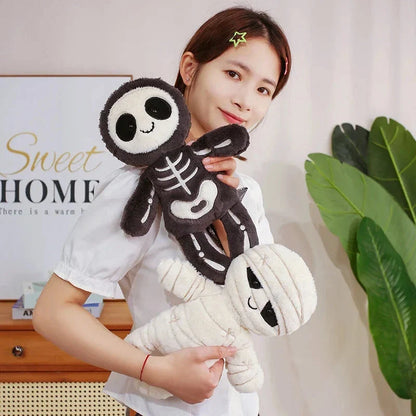 Scary Skeleton and Mummy Halloween Plushies