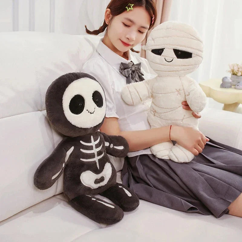 Scary Skeleton and Mummy Halloween Plushies