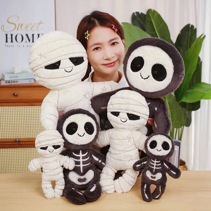 Scary Skeleton and Mummy Halloween Plushies