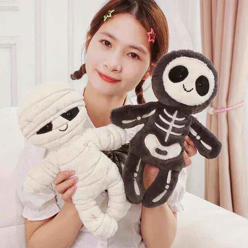 Scary Skeleton and Mummy Halloween Plushies