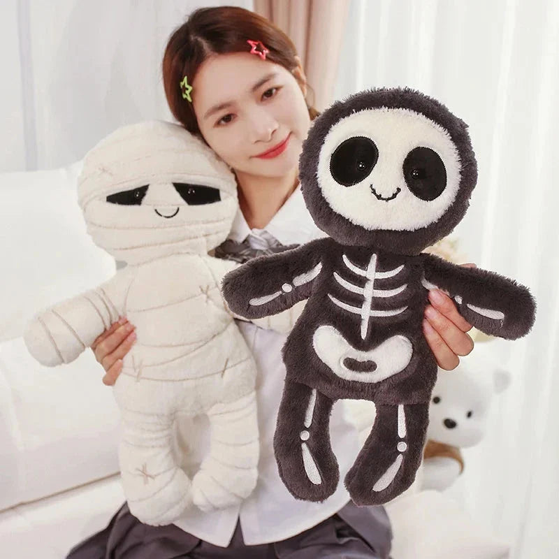 Scary Skeleton and Mummy Halloween Plushies