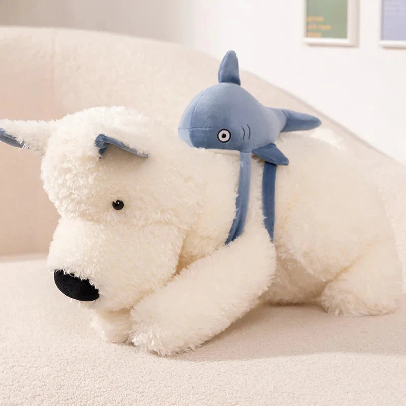 Schnauzer Dog With Shark Bag Plush