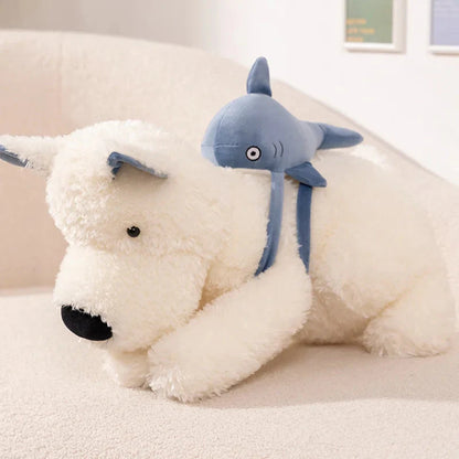 Schnauzer Dog With Shark Bag Plush